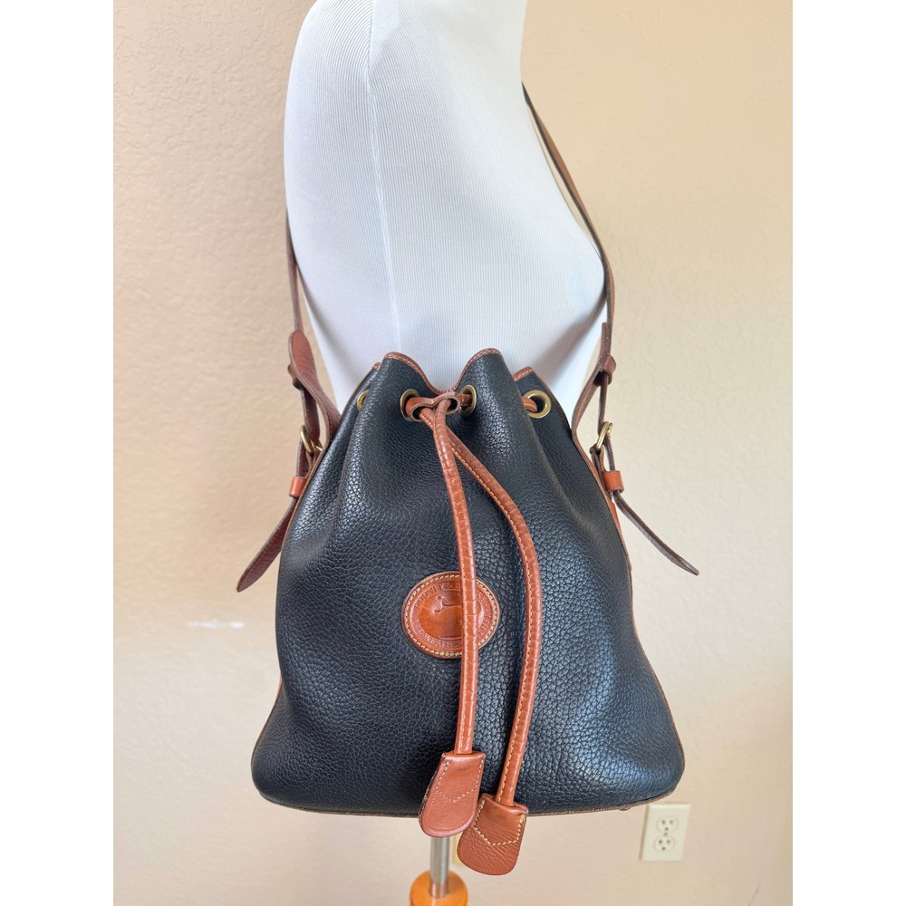 Dooney & Bourke Vintage All Weather Leather Bucket Bag Black Tan